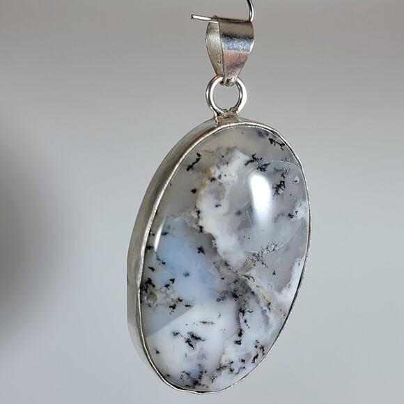 Handmade Oval Dendritic Opal Cabochon Pendant - Picture 3 of 10